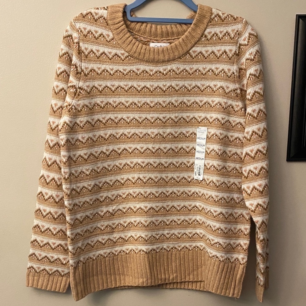 Croft & Barrow Beige and White Patterned Sweater 🆕